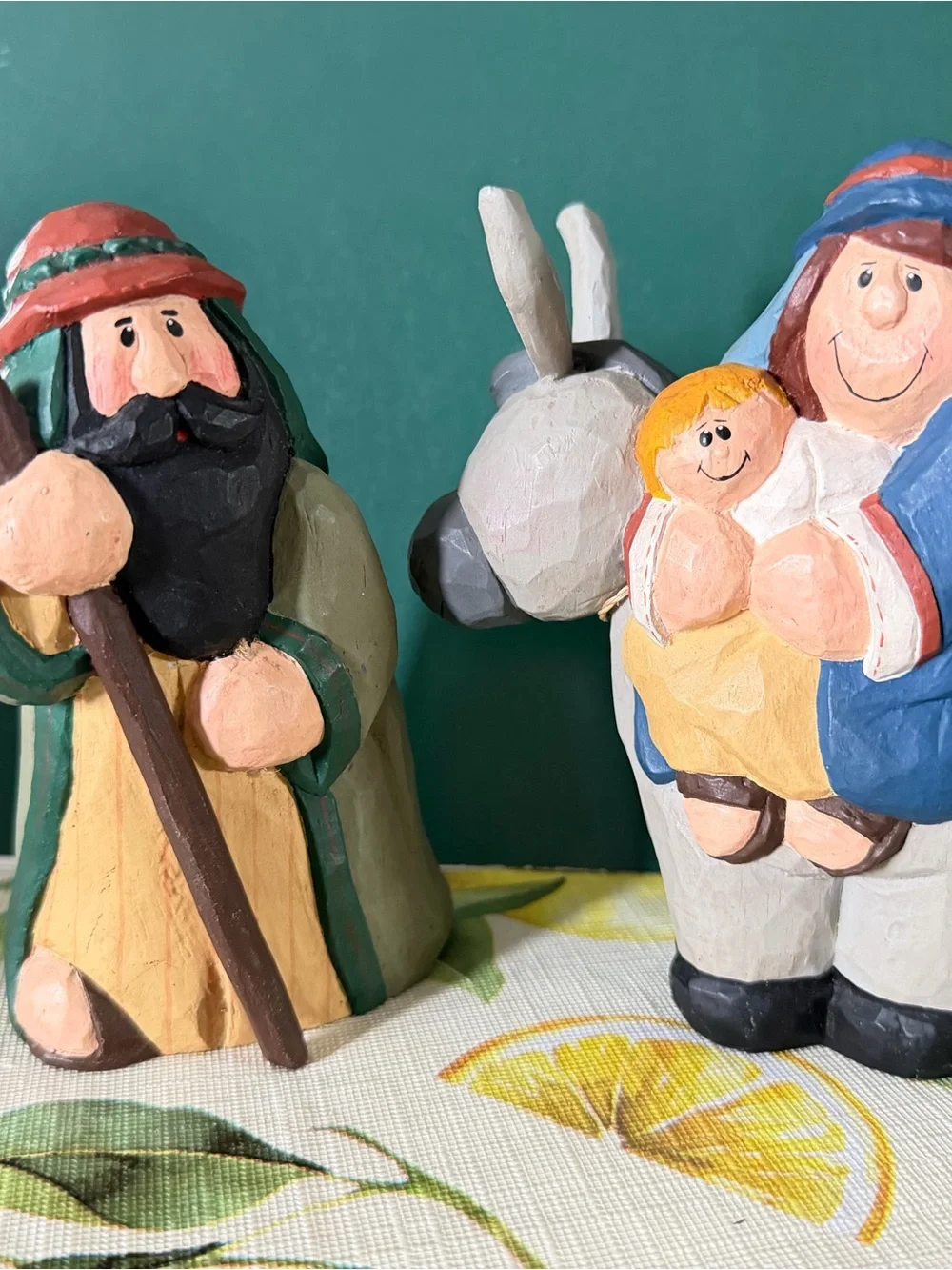 Vintage Eddie Walker Nativity scene Mary, Joseph, and Baby Jesus.